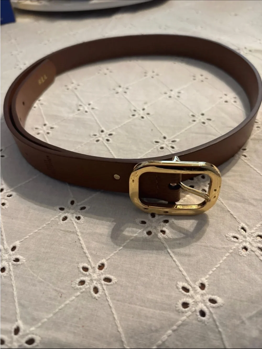 Ralph Lauren Brown Leather Belt with Gold Buckle